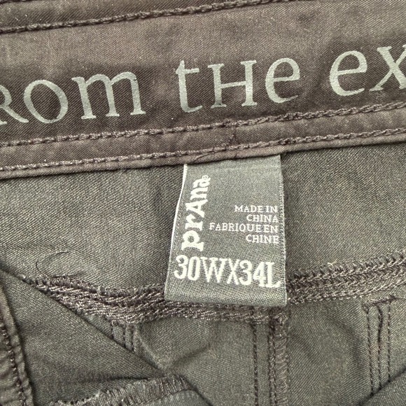 Prana Stretch Zion Hiking Pants Mens 30x34 Black Nylon Cargo Outdoor - Picture 6 of 13